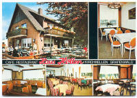 Ansichtskarte Haus Hötten (ca. 1985), Außenansicht und 4 Bilder der Innenansicht, farbig